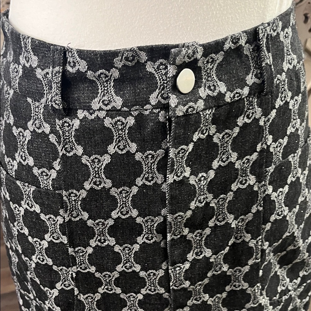 Celine Black & Gray Patterned Midi Skirt - Picture 4 of 7